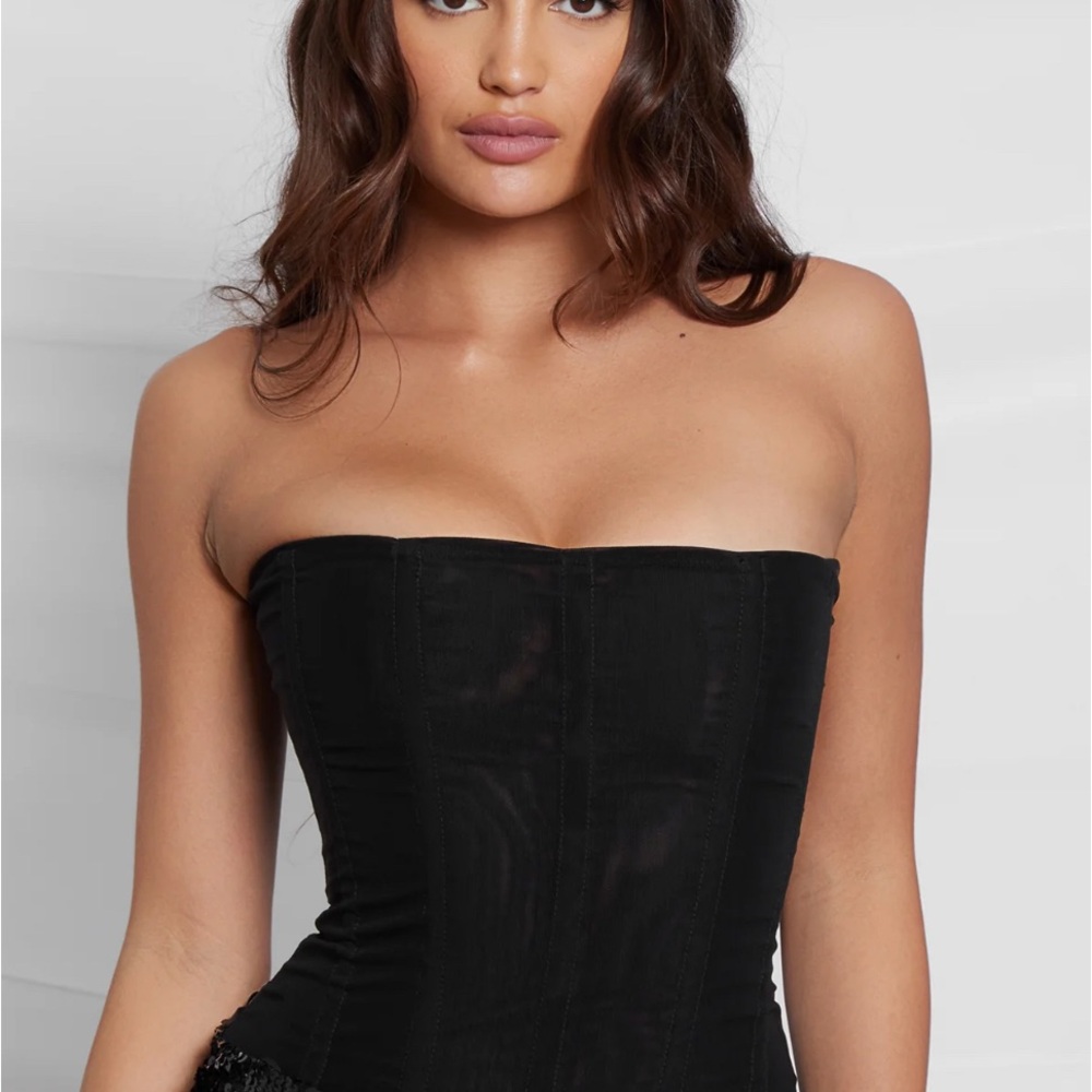 LEAU strapless mesh corset top